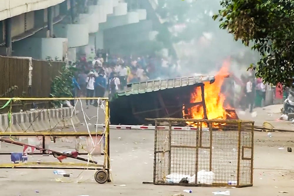 | Photo: PTI : Protests in Manipur